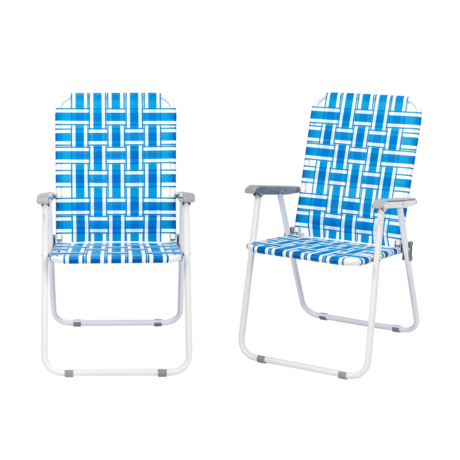 Haoyye 2pcs Steel Tube PP Webbing Folding Beach Chair, Adjustable Lounge Chair with 120kg Weight Capacity, Comfortable and Portable Outdoor Seating for Beach, Camping, and Outdoor Sports, Blue & White Stripes