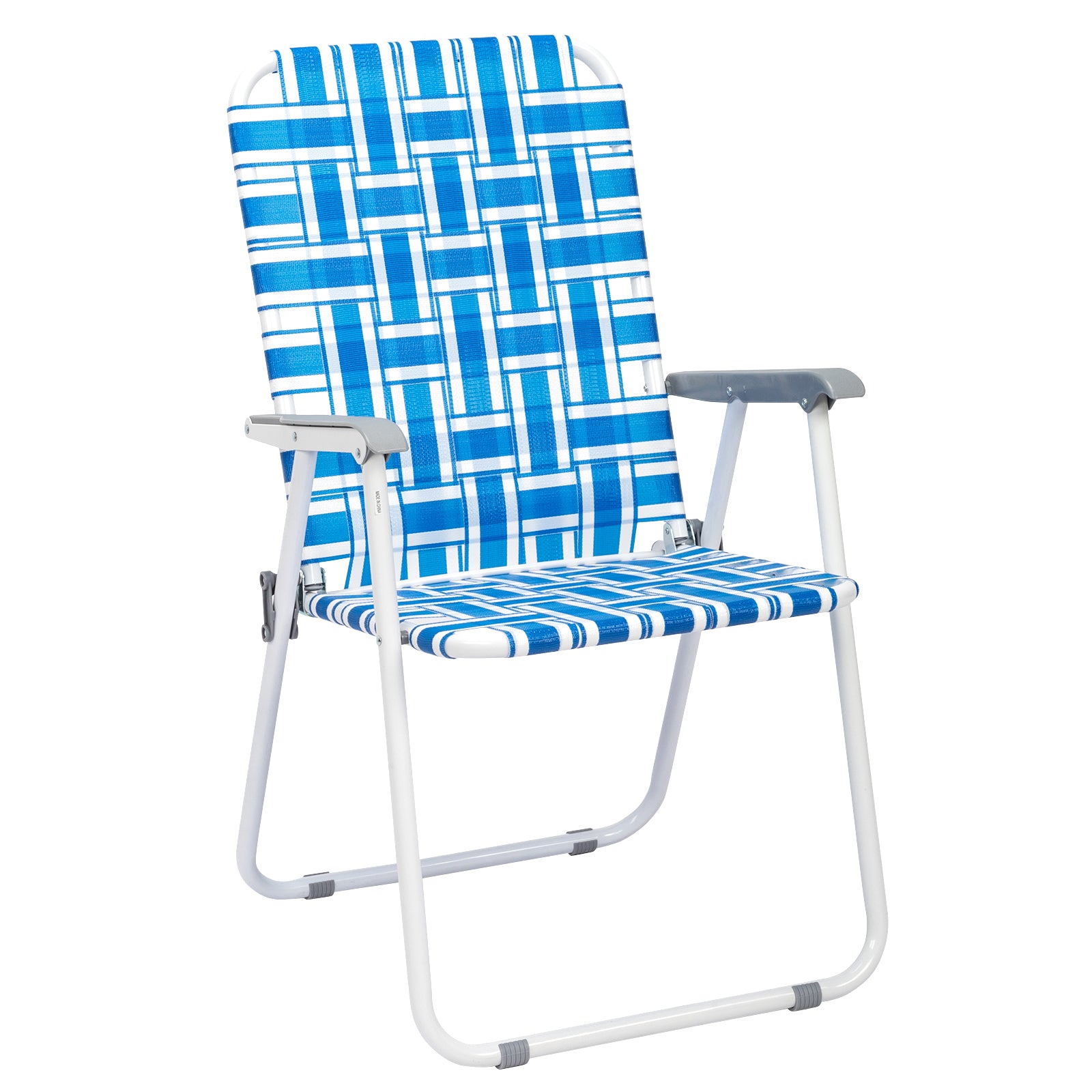 Haoyye 2pcs Steel Tube PP Webbing Folding Beach Chair, Adjustable Lounge Chair with 120kg Weight Capacity, Comfortable and Portable Outdoor Seating for Beach, Camping, and Outdoor Sports, Blue & White Stripes
