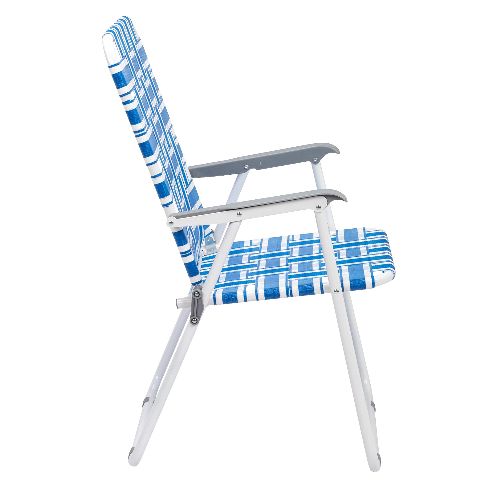 Haoyye 2pcs Steel Tube PP Webbing Folding Beach Chair, Adjustable Lounge Chair with 120kg Weight Capacity, Comfortable and Portable Outdoor Seating for Beach, Camping, and Outdoor Sports, Blue & White Stripes