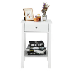 HAOYYE Two-Layer Bedside Cabinet with Drawer White Sturdy Design Durable Multifunctional Modern Home Organizer Storage Solution Practical Stylish Space-Saving Organizer for Bedroom and Living Room