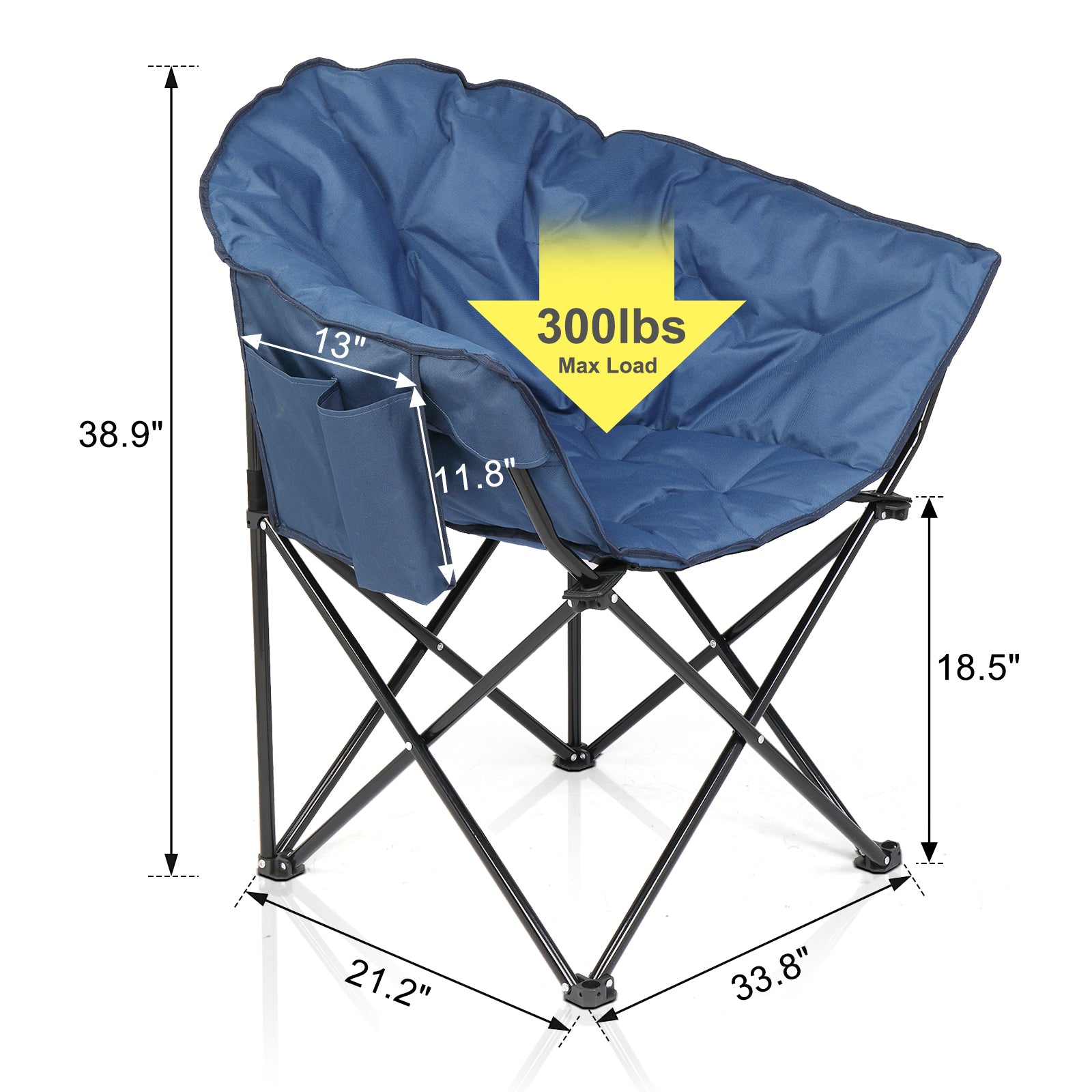 Haoyye Camping Chair, Blue Alloy Steel Frame, Foldable and Durable, Perfect for Camping, Fishing, Outdoor Relaxation, Lightweight and Comfortable Chair with 300lbs Capacity