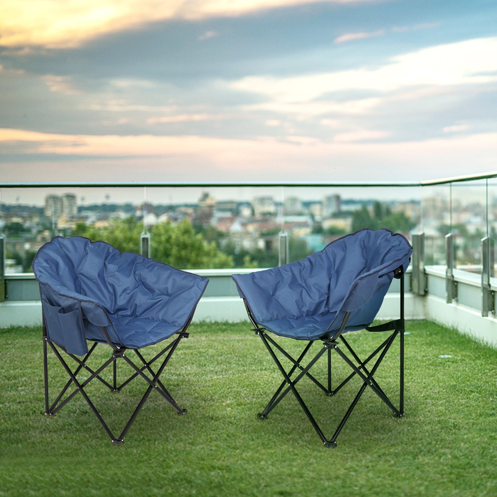 Haoyye Camping Chair, Blue Alloy Steel Frame, Foldable and Durable, Perfect for Camping, Fishing, Outdoor Relaxation, Lightweight and Comfortable Chair with 300lbs Capacity