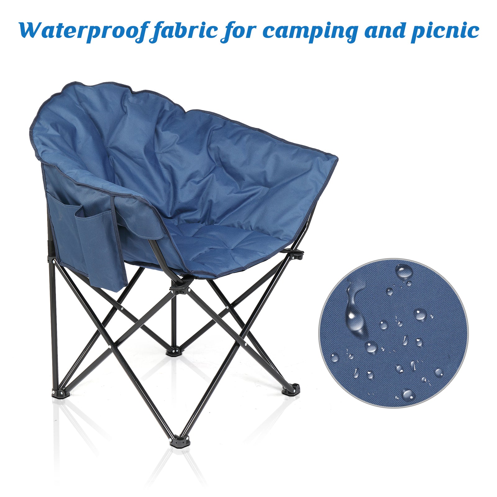 Haoyye Camping Chair, Blue Alloy Steel Frame, Foldable and Durable, Perfect for Camping, Fishing, Outdoor Relaxation, Lightweight and Comfortable Chair with 300lbs Capacity