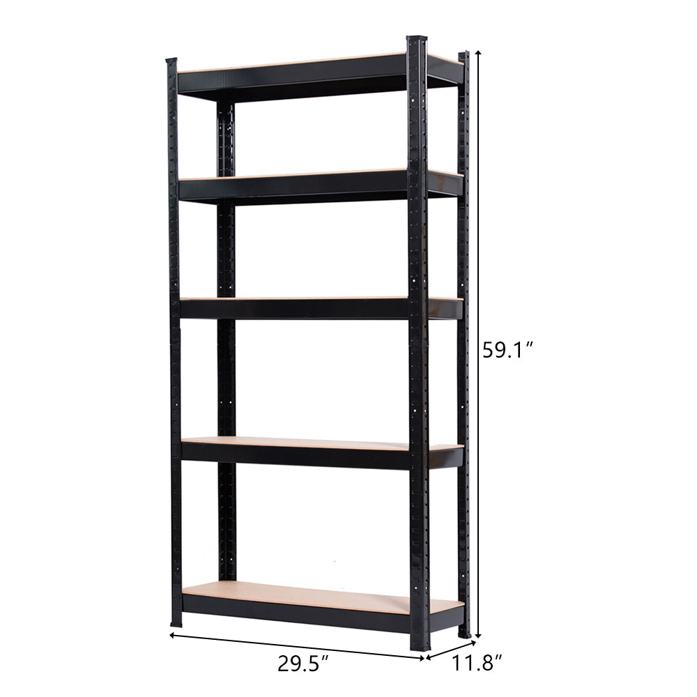 HAOYYE Black 5-Tier Powder Coated Storage Rack, Sturdy And Durable Design, Multifunctional Organizer, Modern Space-Saving Storage Solution For Living Room And Garage, Stylish And Practical Metal Shelving Unit For Tools, Supplies, And Household Essentials