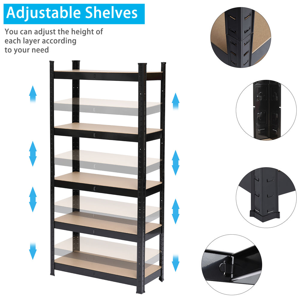 HAOYYE Black 5-Tier Powder Coated Storage Rack, Sturdy And Durable Design, Multifunctional Organizer, Modern Space-Saving Storage Solution For Living Room And Garage, Stylish And Practical Metal Shelving Unit For Tools, Supplies, And Household Essentials