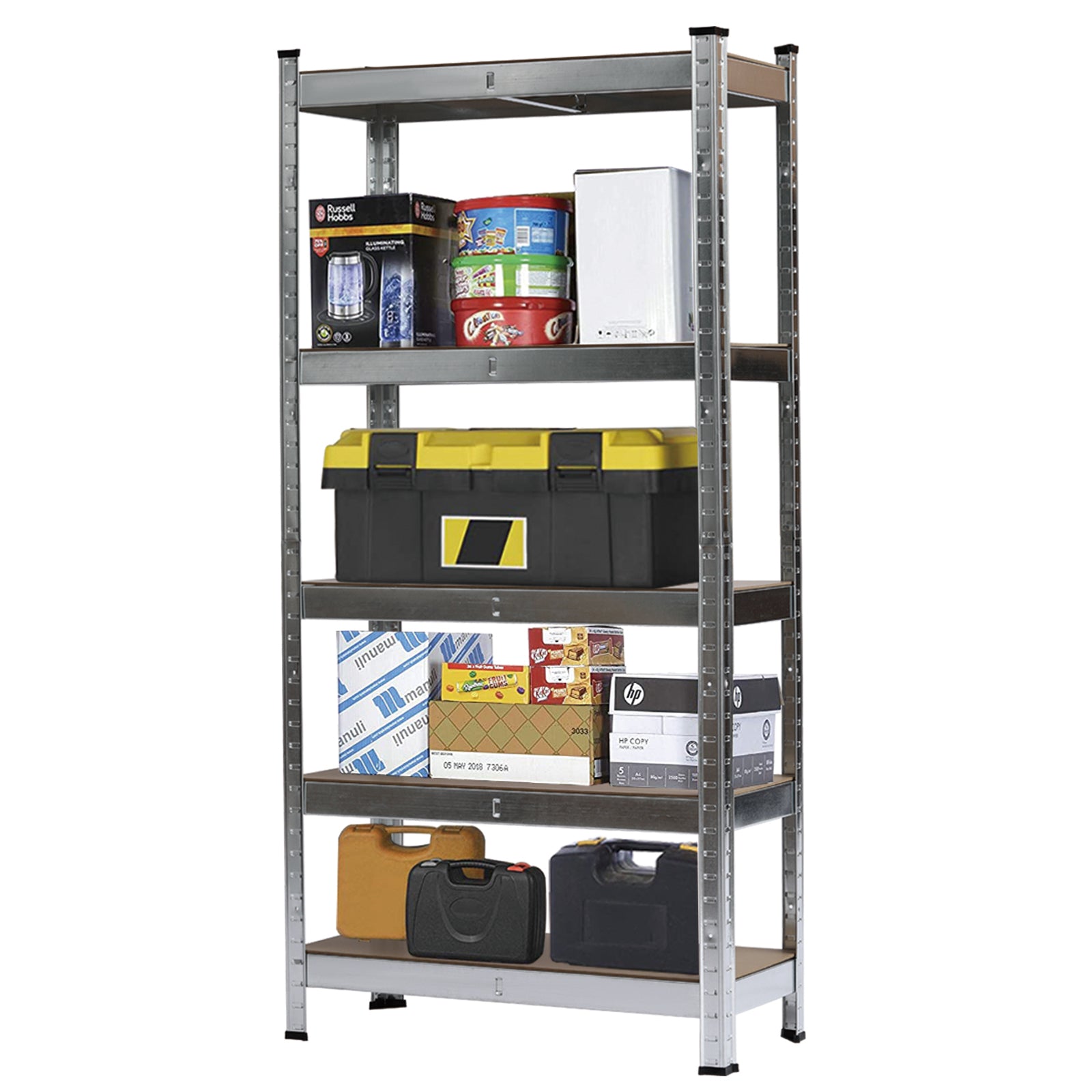 HAOYYE 5-Tier Galvanizing Storage Rack, Gray, Soft Cozy Warm Flannel Fleece Home Decor, Luxury Comfortable Unique Design, Premium Quality Decorative Storage Organizer for Home Office Garage or Warehouse, Durable and Spacious Shelving Unit.