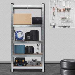 HAOYYE 5-Tier Galvanizing Storage Rack, Gray, Soft Cozy Warm Flannel Fleece Home Decor, Luxury Comfortable Unique Design, Premium Quality Decorative Storage Organizer for Home Office Garage or Warehouse, Durable and Spacious Shelving Unit.