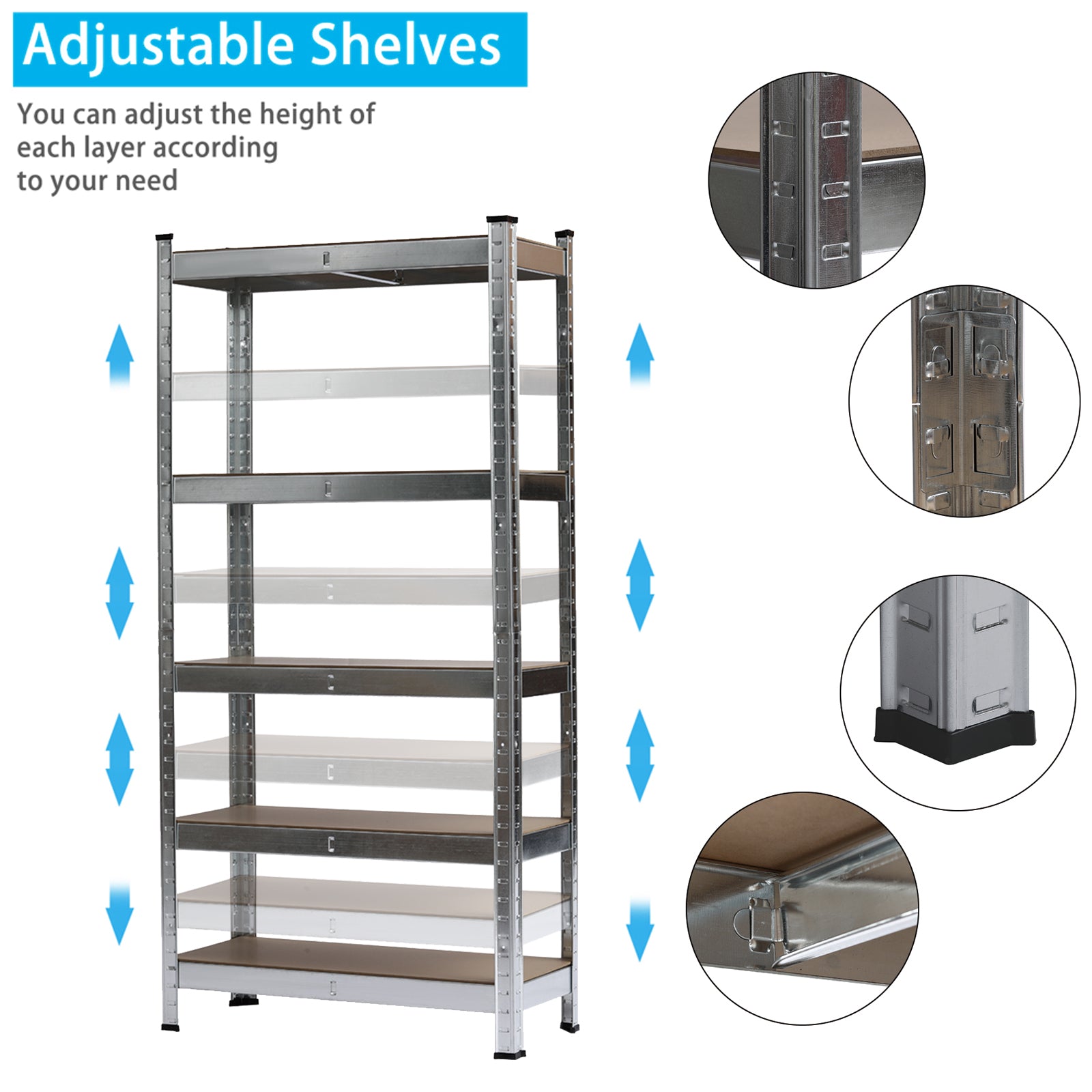 HAOYYE 5-Tier Galvanizing Storage Rack, Gray, Soft Cozy Warm Flannel Fleece Home Decor, Luxury Comfortable Unique Design, Premium Quality Decorative Storage Organizer for Home Office Garage or Warehouse, Durable and Spacious Shelving Unit.