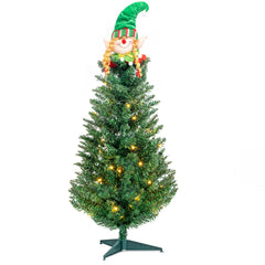 HAOYYE Green Christmas Tree with 129 PVC Branches and Santa Claus Decorations, Sturdy Iron Bracket, Easy Setup for Home Holiday Celebration, Festive Tabletop or Corner Decor, Durable and Realistic Design