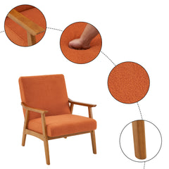 HAOYYE Solid Wood Armrest Teddy Velvet Single Indoor Lounge Chair with Backrest, Burnt Orange, Premium Quality, Soft Cozy Fleece Fabric, Luxury Home Decor, Comfortable and Unique Design for Living Room, Bedroom, and Study