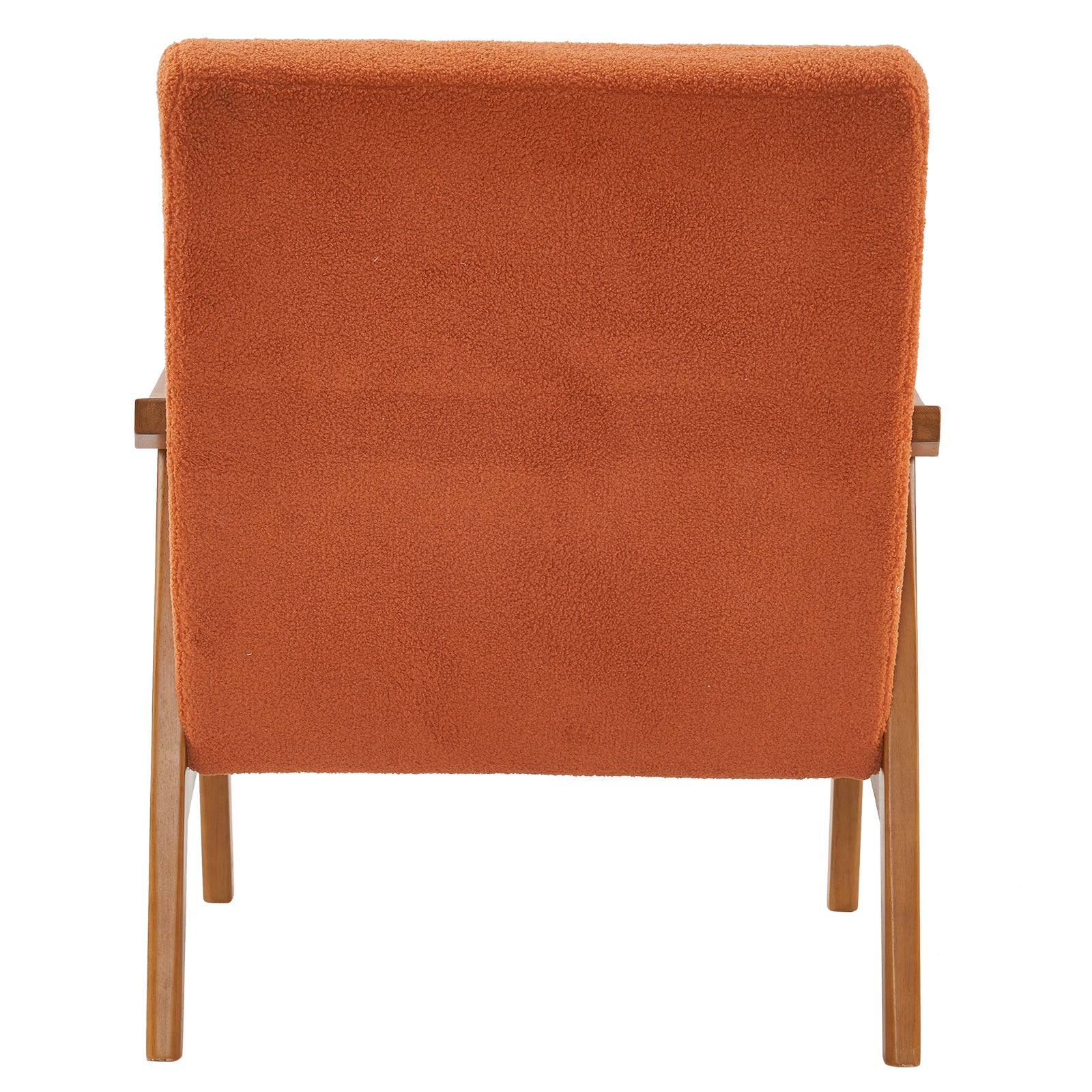 HAOYYE Solid Wood Armrest Teddy Velvet Single Indoor Lounge Chair with Backrest, Burnt Orange, Premium Quality, Soft Cozy Fleece Fabric, Luxury Home Decor, Comfortable and Unique Design for Living Room, Bedroom, and Study