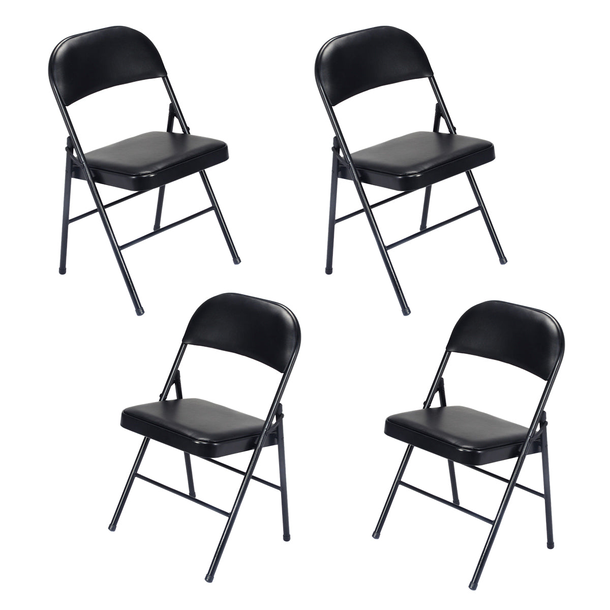 HAOYYE 4PCS Elegant Foldable Iron & PVC Chairs for Convention and Exhibition, Sturdy and Comfortable Chairs for Events, Meetings, Conferences, Easy to Store and Transport, Durable and Stylish Design