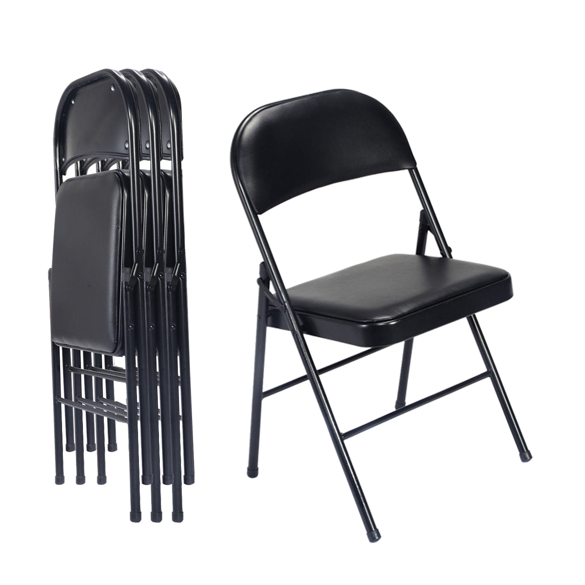 HAOYYE 4PCS Elegant Foldable Iron & PVC Chairs for Convention and Exhibition, Sturdy and Comfortable Chairs for Events, Meetings, Conferences, Easy to Store and Transport, Durable and Stylish Design