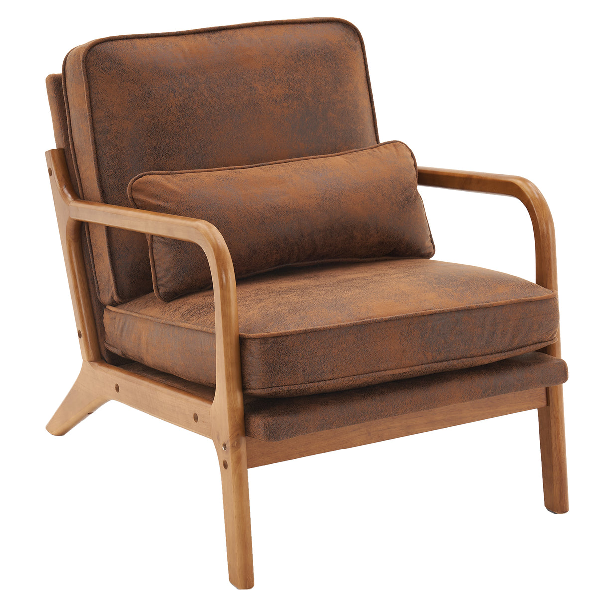 HAOYYE Oak Armrest Oak Upholstered Single Lounge Chair, Orange, Soft Cozy Warm Flannel Fleece Fabric, Premium Quality, Luxury Comfortable Design, Stylish Home Decor for Living Room, Bedroom, Office, Unique and Decorative