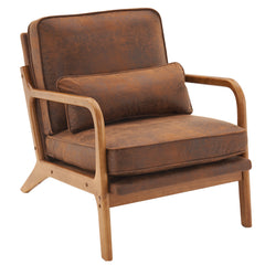 HAOYYE Oak Armrest Oak Upholstered Single Lounge Chair, Orange, Soft Cozy Warm Flannel Fleece Fabric, Premium Quality, Luxury Comfortable Design, Stylish Home Decor for Living Room, Bedroom, Office, Unique and Decorative