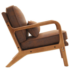 HAOYYE Oak Armrest Oak Upholstered Single Lounge Chair, Orange, Soft Cozy Warm Flannel Fleece Fabric, Premium Quality, Luxury Comfortable Design, Stylish Home Decor for Living Room, Bedroom, Office, Unique and Decorative