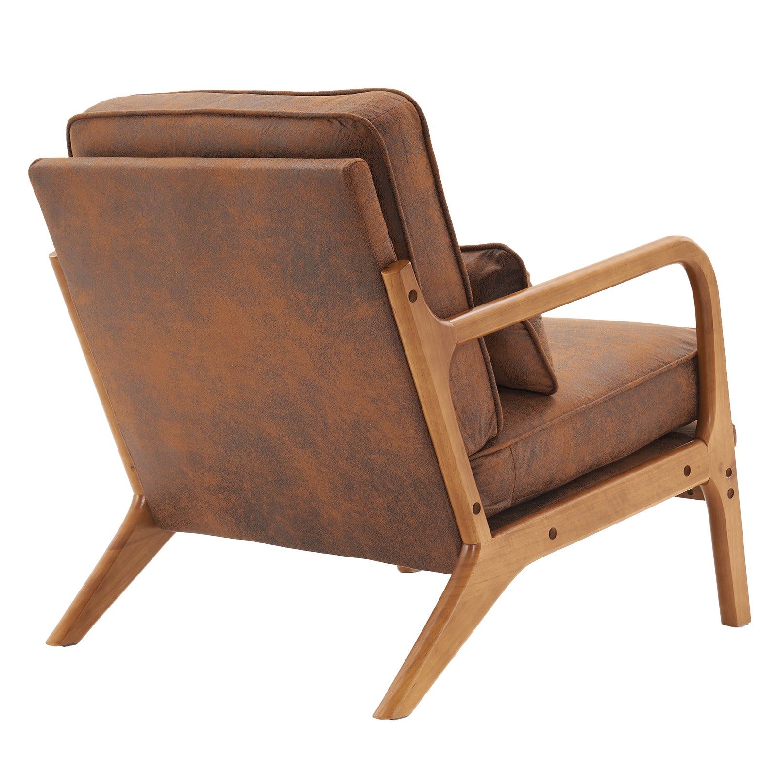 HAOYYE Oak Armrest Oak Upholstered Single Lounge Chair, Orange, Soft Cozy Warm Flannel Fleece Fabric, Premium Quality, Luxury Comfortable Design, Stylish Home Decor for Living Room, Bedroom, Office, Unique and Decorative
