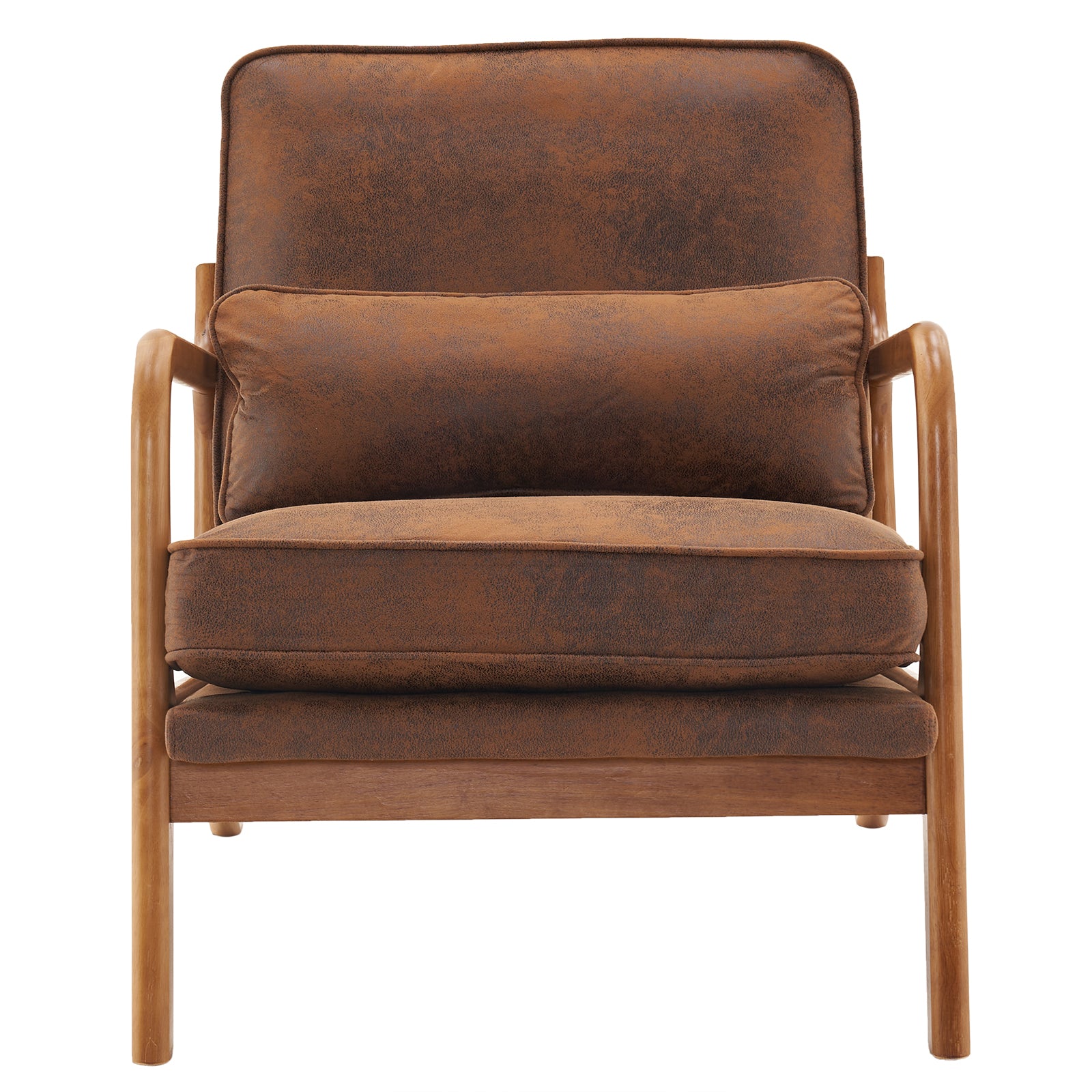 HAOYYE Oak Armrest Oak Upholstered Single Lounge Chair, Orange, Soft Cozy Warm Flannel Fleece Fabric, Premium Quality, Luxury Comfortable Design, Stylish Home Decor for Living Room, Bedroom, Office, Unique and Decorative