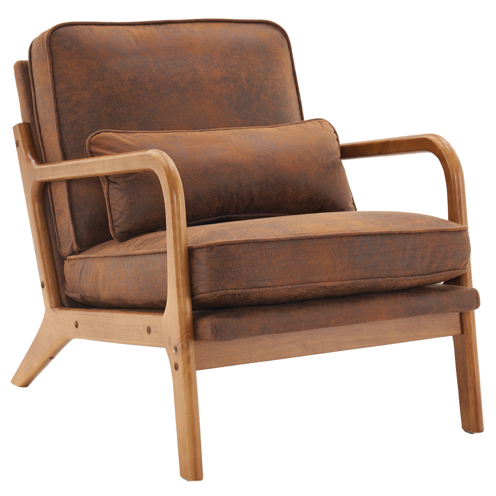 HAOYYE Oak Armrest Oak Upholstered Single Lounge Chair, Orange, Soft Cozy Warm Flannel Fleece Fabric, Premium Quality, Luxury Comfortable Design, Stylish Home Decor for Living Room, Bedroom, Office, Unique and Decorative