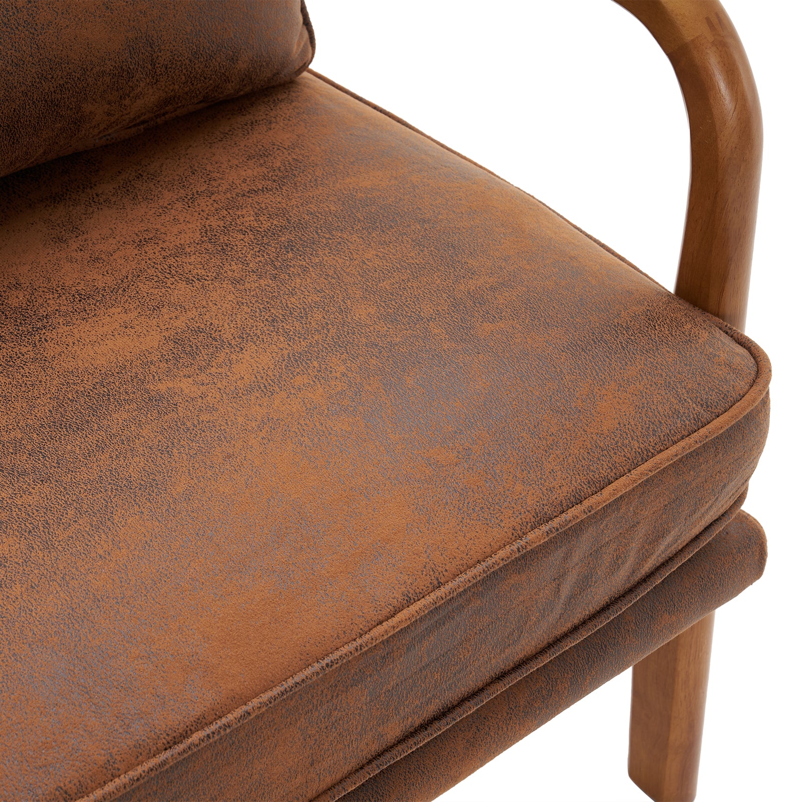 HAOYYE Oak Armrest Oak Upholstered Single Lounge Chair, Orange, Soft Cozy Warm Flannel Fleece Fabric, Premium Quality, Luxury Comfortable Design, Stylish Home Decor for Living Room, Bedroom, Office, Unique and Decorative