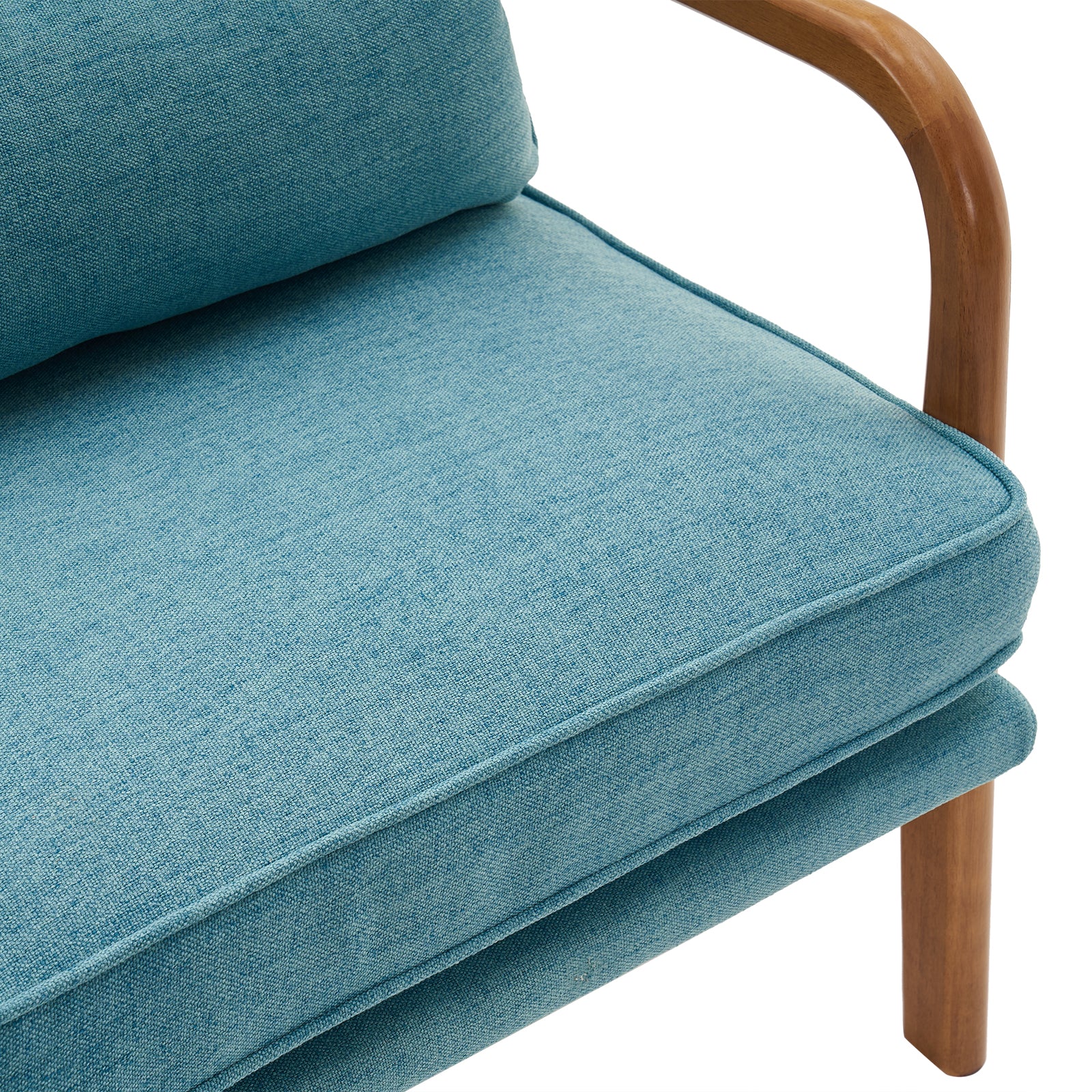 HAOYYE Oak Upholstered Lounge Chair, Teal Flannel Fleece, Comfy Single Chair for Living Room, Bedroom, Guestroom.