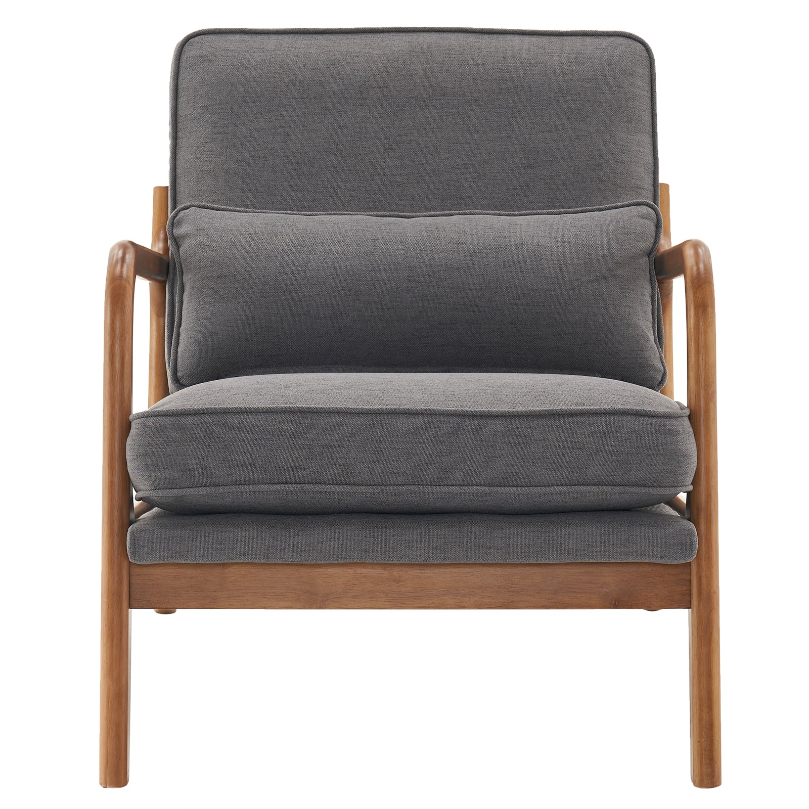 HAOYYE Oak Armrest Upholstered Single Lounge Chair, Dark Grey, Premium Quality, Soft Cozy Flannel Fleece Fabric, Comfortable and Luxurious Design for Indoor Living Room, Bedroom, and Office Decor