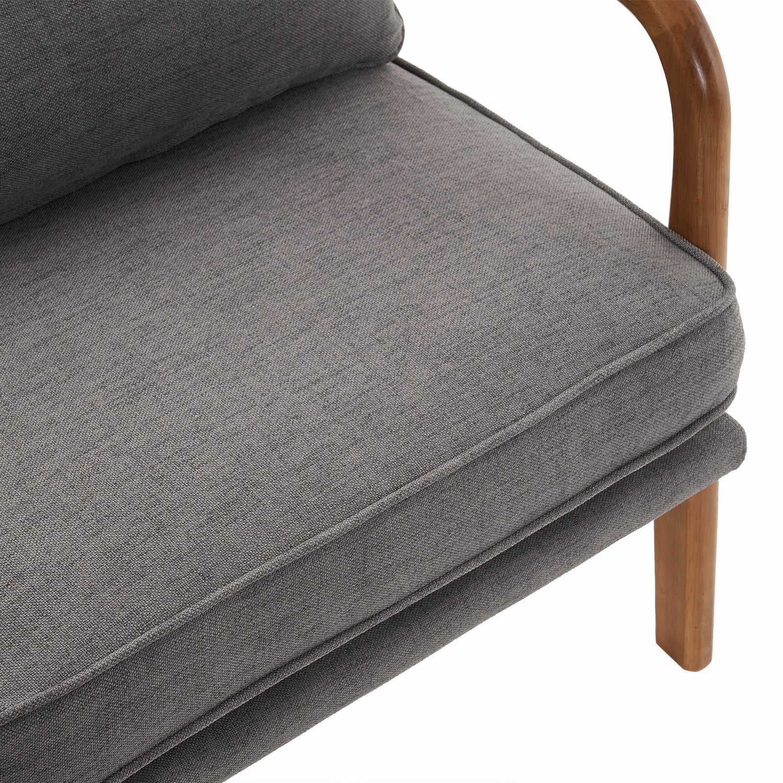HAOYYE Oak Armrest Upholstered Single Lounge Chair, Dark Grey, Premium Quality, Soft Cozy Flannel Fleece Fabric, Comfortable and Luxurious Design for Indoor Living Room, Bedroom, and Office Decor