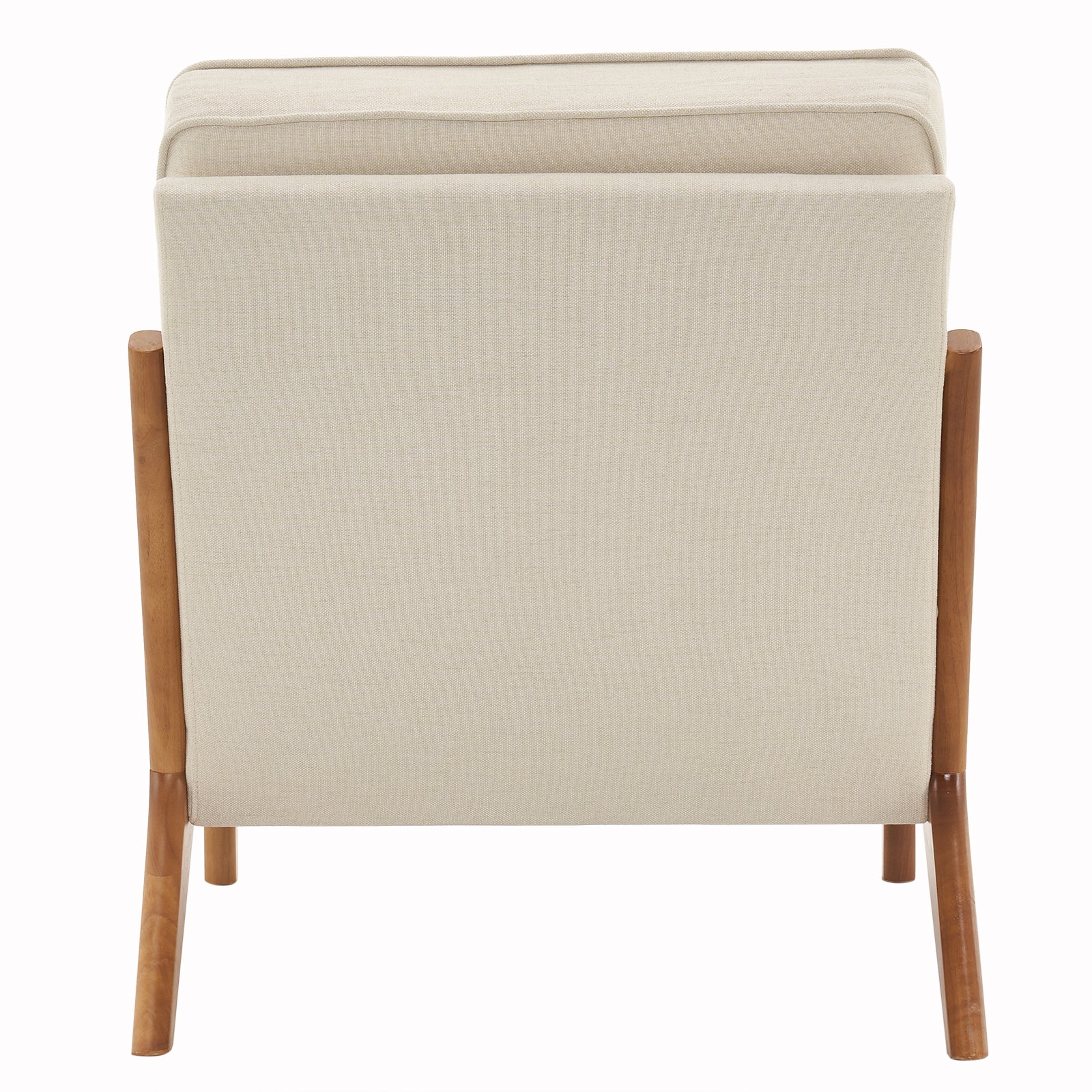 HAOYYE Oak Armrest Upholstered Single Lounge Chair with Comfortable Cushion, Elegant Off-White Indoor Accent Chair, Stylish Modern Design for Living Room, Bedroom, or Office Seating