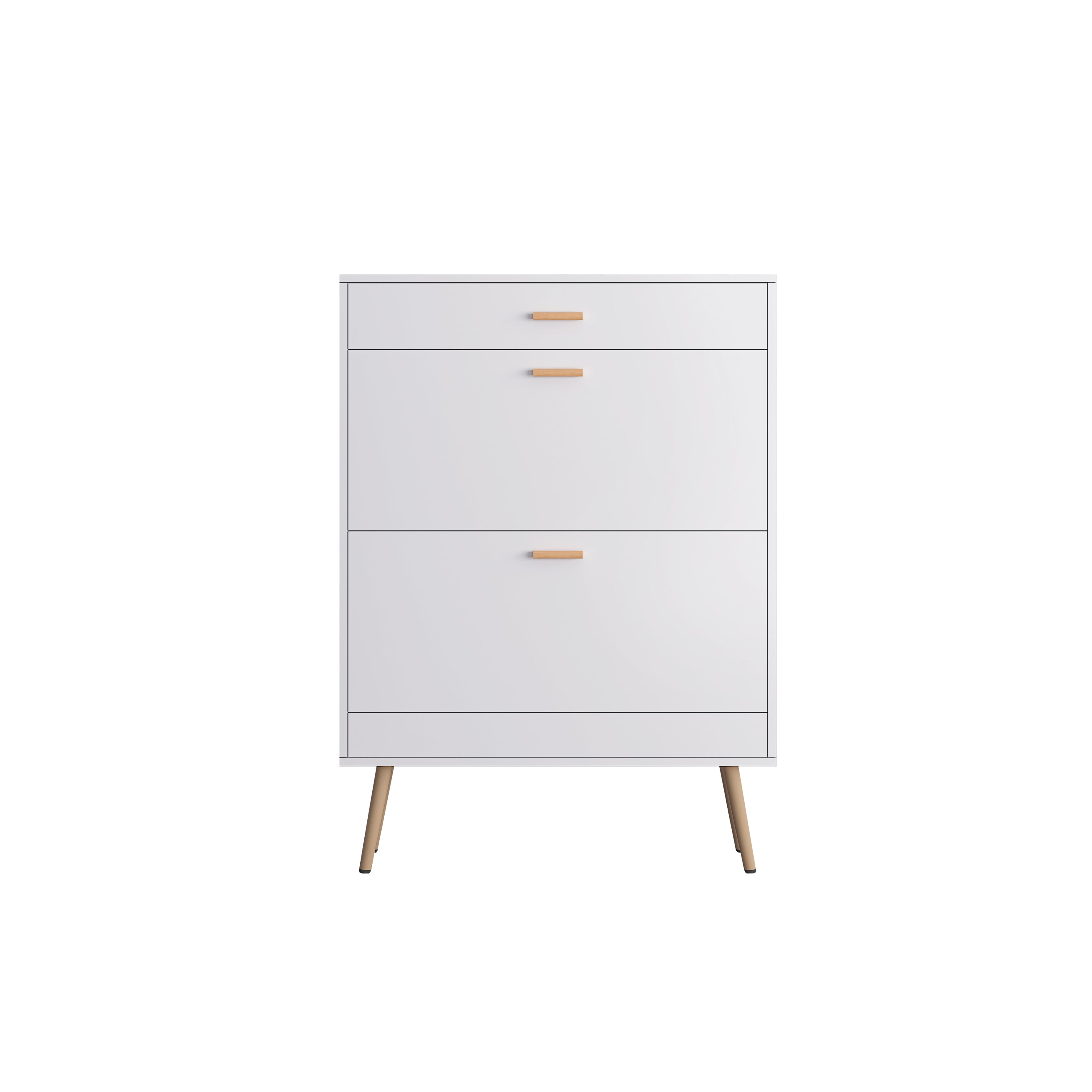 HAOYYE White Shoe Cabinet with 2 Flip Drawers Modern Shoe Rack Storage Organizer for Entryway Hallway or Closet Space-Saving Shoe Storage Cabinet for Heels Boots Sneakers and Slippers Freestanding Narrow Shoe Organizer with Hidden Design