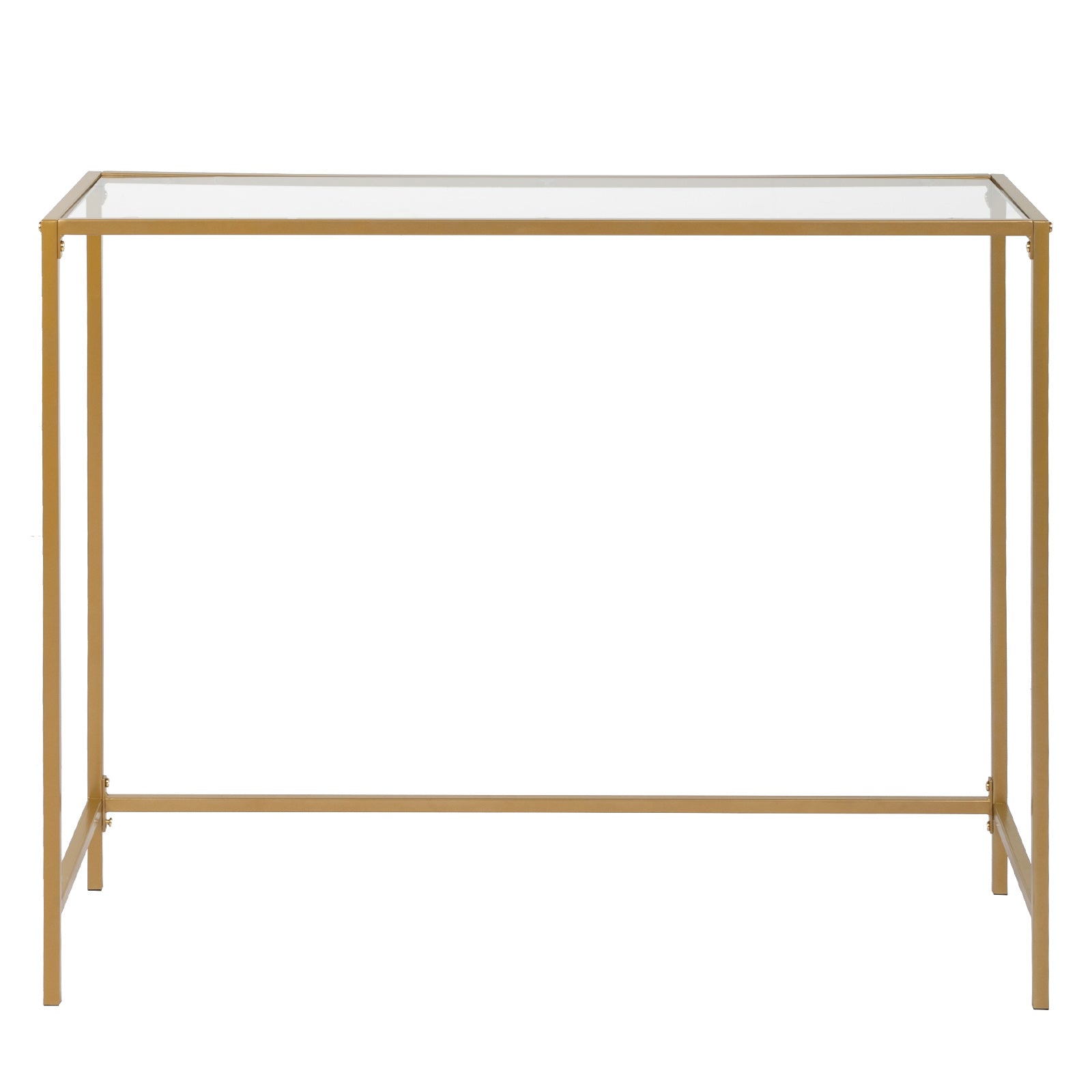 HAOYYE 39.4" Gold Console Table, Tempered Glass Top, Metal Frame, Durable And Stylish, Perfect For Entryway, Living Room, Hallway, Modern Space-Saving Design, Multifunctional Home Organizer