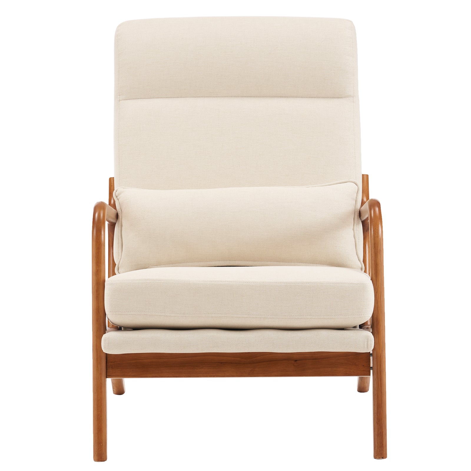HAOYYE High Back Solid Wood Armrest Backrest Iron Frame Linen Indoor Leisure Chair in Off-White, Soft Cozy Warm Flannel Fleece Home Decor, Luxury Comfortable Unique Design, Premium Quality Decorative Chair for Living Room