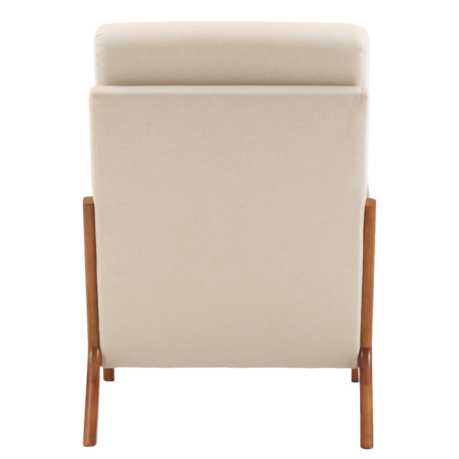 HAOYYE High Back Solid Wood Armrest Backrest Iron Frame Linen Indoor Leisure Chair in Off-White, Soft Cozy Warm Flannel Fleece Home Decor, Luxury Comfortable Unique Design, Premium Quality Decorative Chair for Living Room