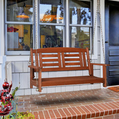 HAOYYE Wooden Porch Swing Bench for 2 Adults Reddish Brown Outdoor Hanging Swing with Chains 500lbs Capacity for Patio Garden Yard Deck Relaxation Durable Weather-Resistant Fir Wood Chair