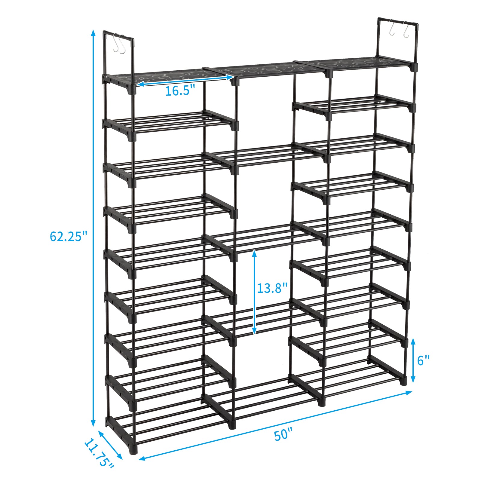 HAOYYE 9-Tier Shoe Rack Storage Organizer With Adjustable Height, Stackable Shoe Cabinet With Sturdy Design, Durable Multifunctional Shoe Shelf For Entryway, Modern Home Organizer For Boots, Heels, And Slippers, Space-Saving Storage Solution