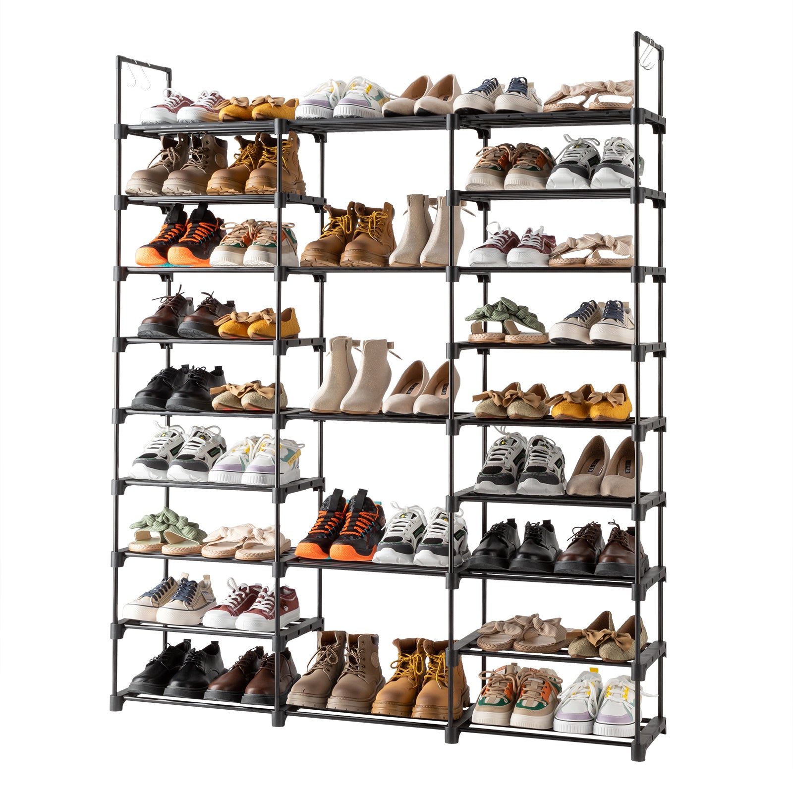 HAOYYE 9-Tier Shoe Rack Storage Organizer With Adjustable Height, Stackable Shoe Cabinet With Sturdy Design, Durable Multifunctional Shoe Shelf For Entryway, Modern Home Organizer For Boots, Heels, And Slippers, Space-Saving Storage Solution