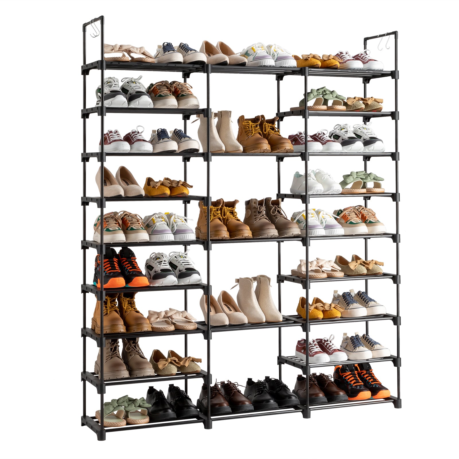HAOYYE 9-Tier Shoe Rack Storage Organizer With Adjustable Height, Stackable Shoe Cabinet With Sturdy Design, Durable Multifunctional Shoe Shelf For Entryway, Modern Home Organizer For Boots, Heels, And Slippers, Space-Saving Storage Solution