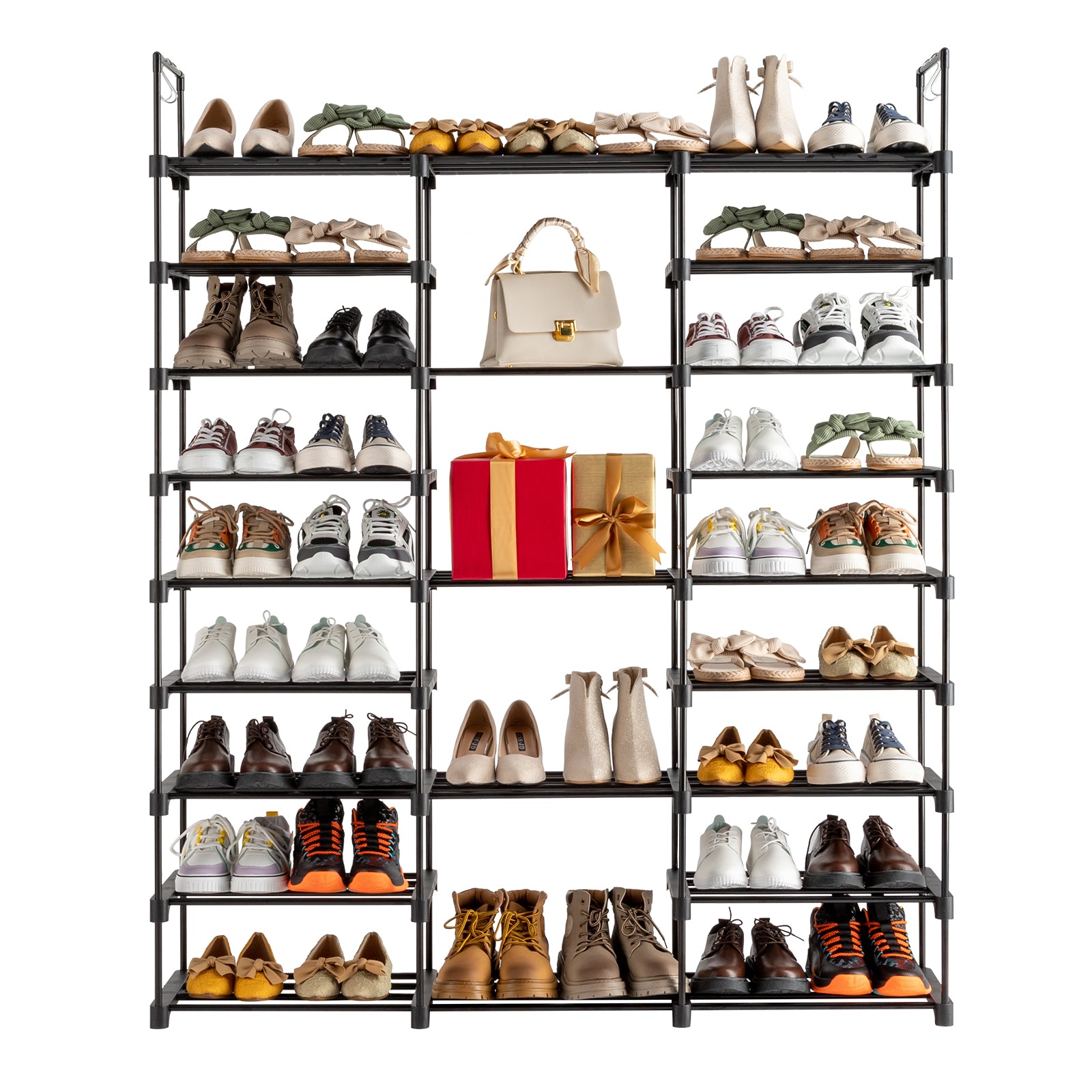 HAOYYE 9-Tier Shoe Rack Storage Organizer With Adjustable Height, Stackable Shoe Cabinet With Sturdy Design, Durable Multifunctional Shoe Shelf For Entryway, Modern Home Organizer For Boots, Heels, And Slippers, Space-Saving Storage Solution