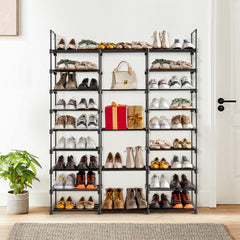 HAOYYE 9-Tier Shoe Rack Storage Organizer With Adjustable Height, Stackable Shoe Cabinet With Sturdy Design, Durable Multifunctional Shoe Shelf For Entryway, Modern Home Organizer For Boots, Heels, And Slippers, Space-Saving Storage Solution