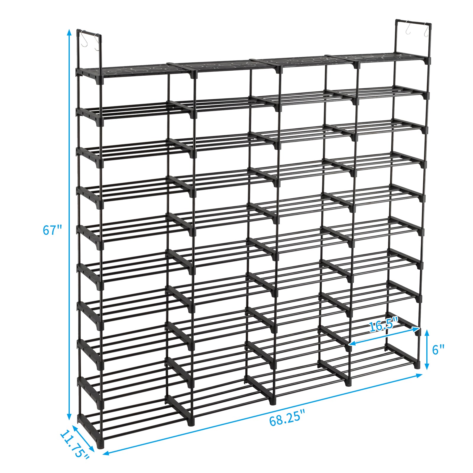 HAOYYE 10 Tiers Shoe Rack Storage Organizer Shoe Shelf Organizer for Entryway Holds 80 Pairs Shoe, Stackable Shoe Cabinet Shoe Rack Sturdy Design Durable Multifunctional Modern Home Organizer Storage