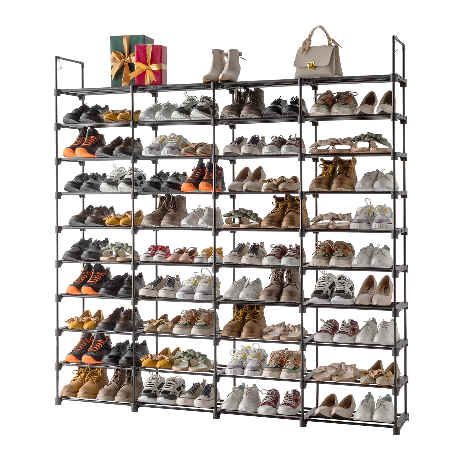 HAOYYE 10 Tiers Shoe Rack Storage Organizer Shoe Shelf Organizer for Entryway Holds 80 Pairs Shoe, Stackable Shoe Cabinet Shoe Rack Sturdy Design Durable Multifunctional Modern Home Organizer Storage