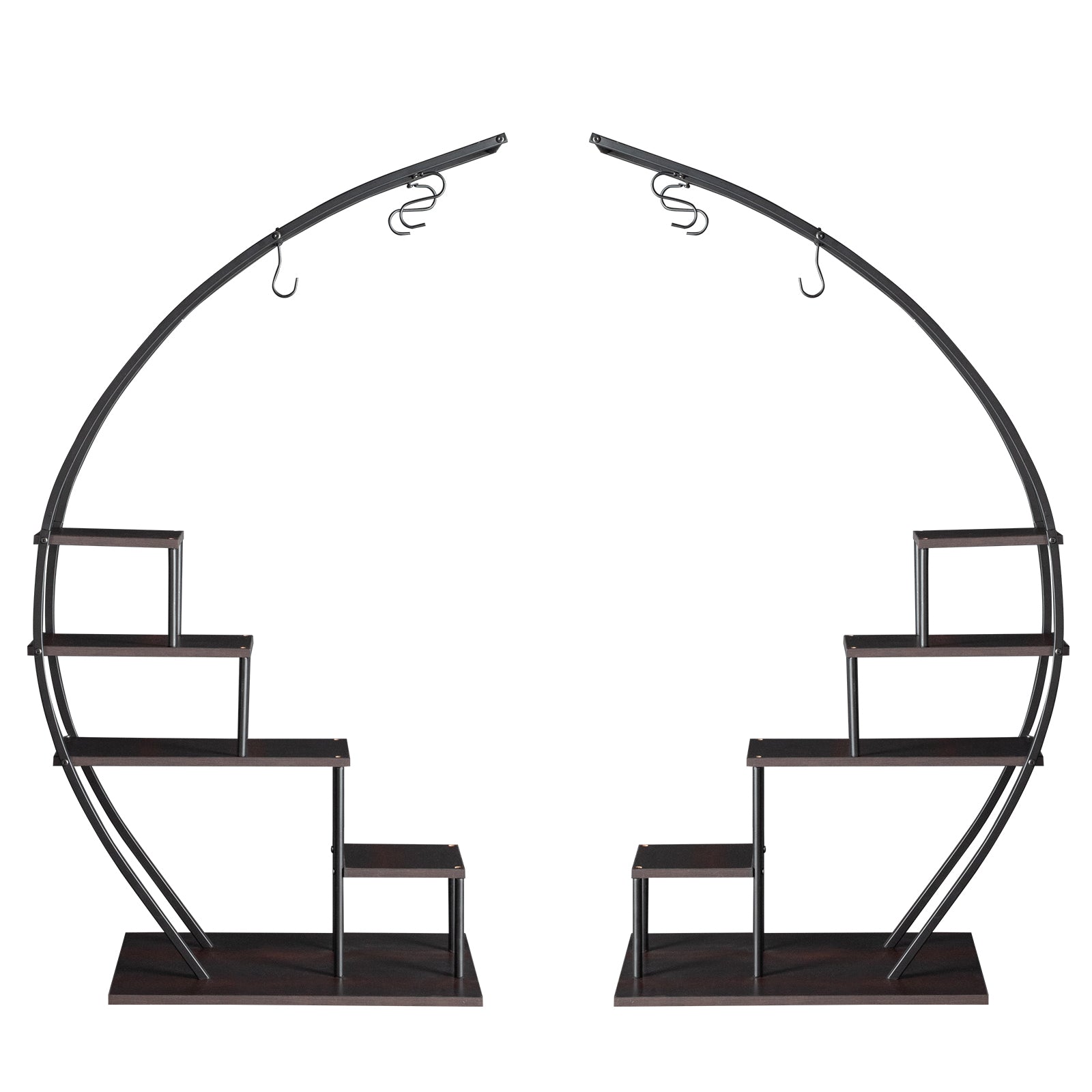 HAOYYE Artisasset  2pcs 5 Layers Semicircle Iron Wood Suitable For Garden Balcony Patio Lawn Home Decoration Plant Stand Flower Pot Stand Iron Flower Stand  Black soft cozy warm flannel fleece home