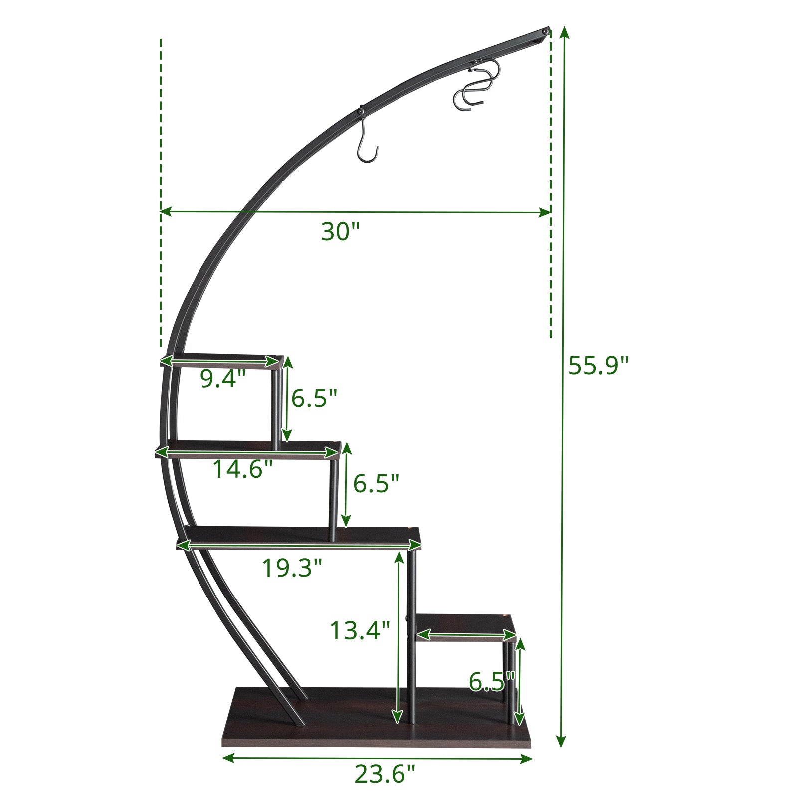 HAOYYE Artisasset  2pcs 5 Layers Semicircle Iron Wood Suitable For Garden Balcony Patio Lawn Home Decoration Plant Stand Flower Pot Stand Iron Flower Stand  Black soft cozy warm flannel fleece home