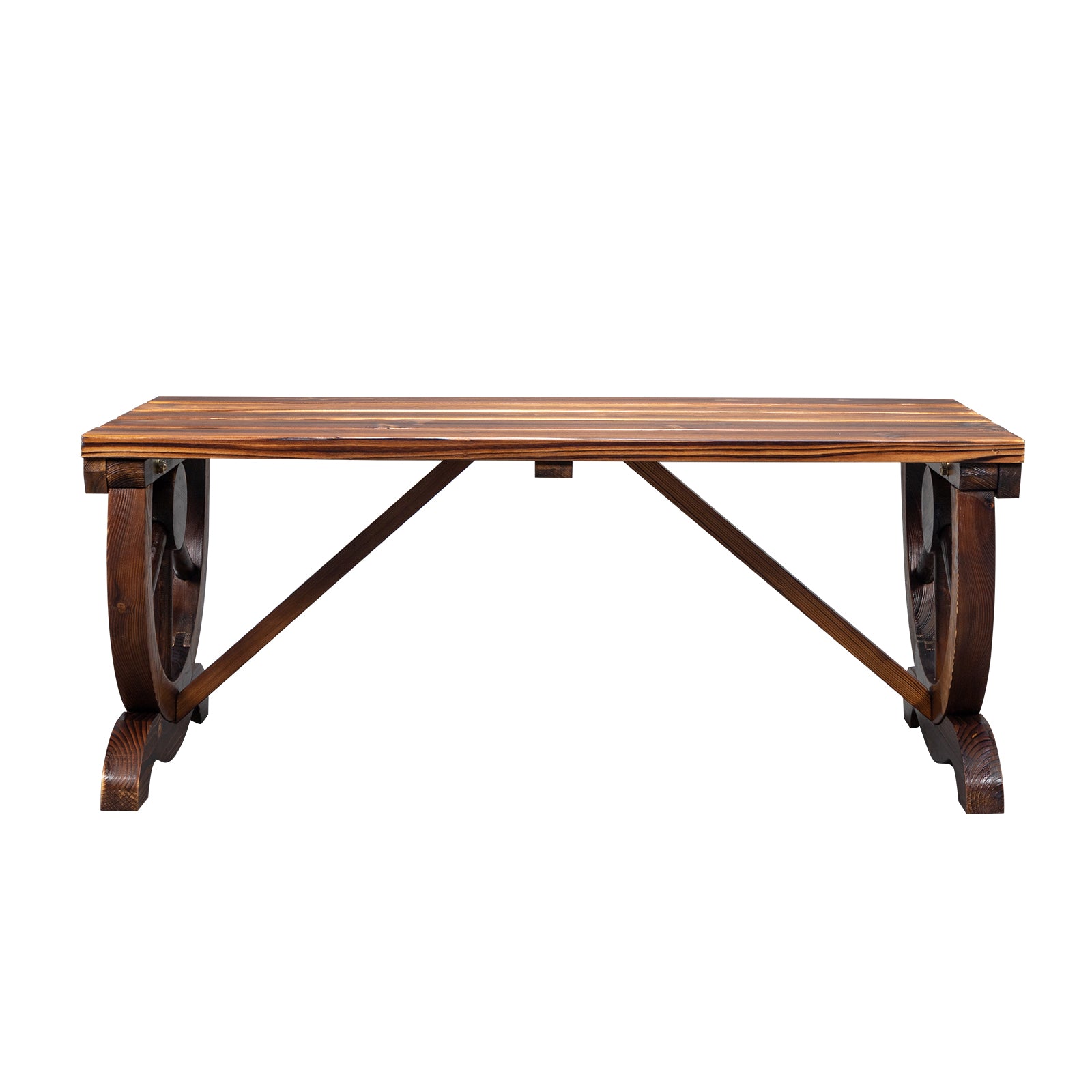 HAOYYE Rustic Outdoor Wagon Wheel Garden Bench, Sturdy 2-Person Porch Bench for Backyard, Patio, and Garden Use