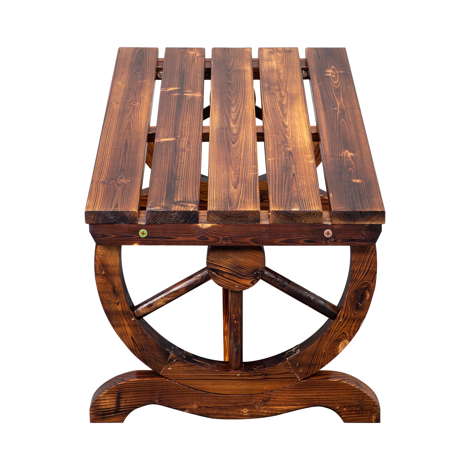 HAOYYE Rustic Outdoor Wagon Wheel Garden Bench, Sturdy 2-Person Porch Bench for Backyard, Patio, and Garden Use