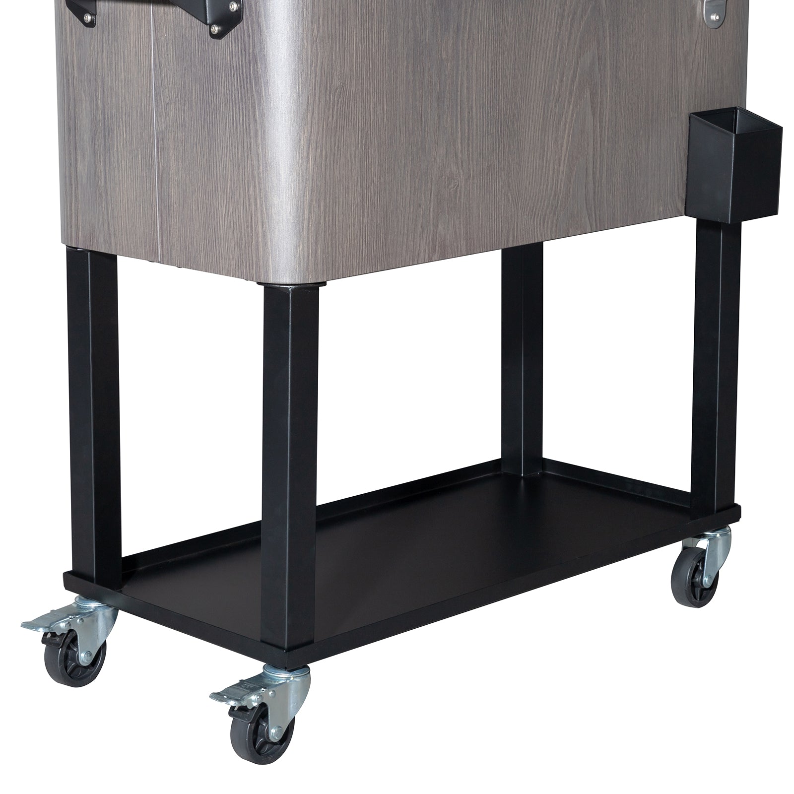 HAOYYE Rectangular Plastic Box Cooler Cart with Iron Foot Tube, Insulated Beverage Cart with Bottle Opener and Drainage Cap, 2 Locking Casters, Ideal for Outdoor Parties, BBQs, and Events