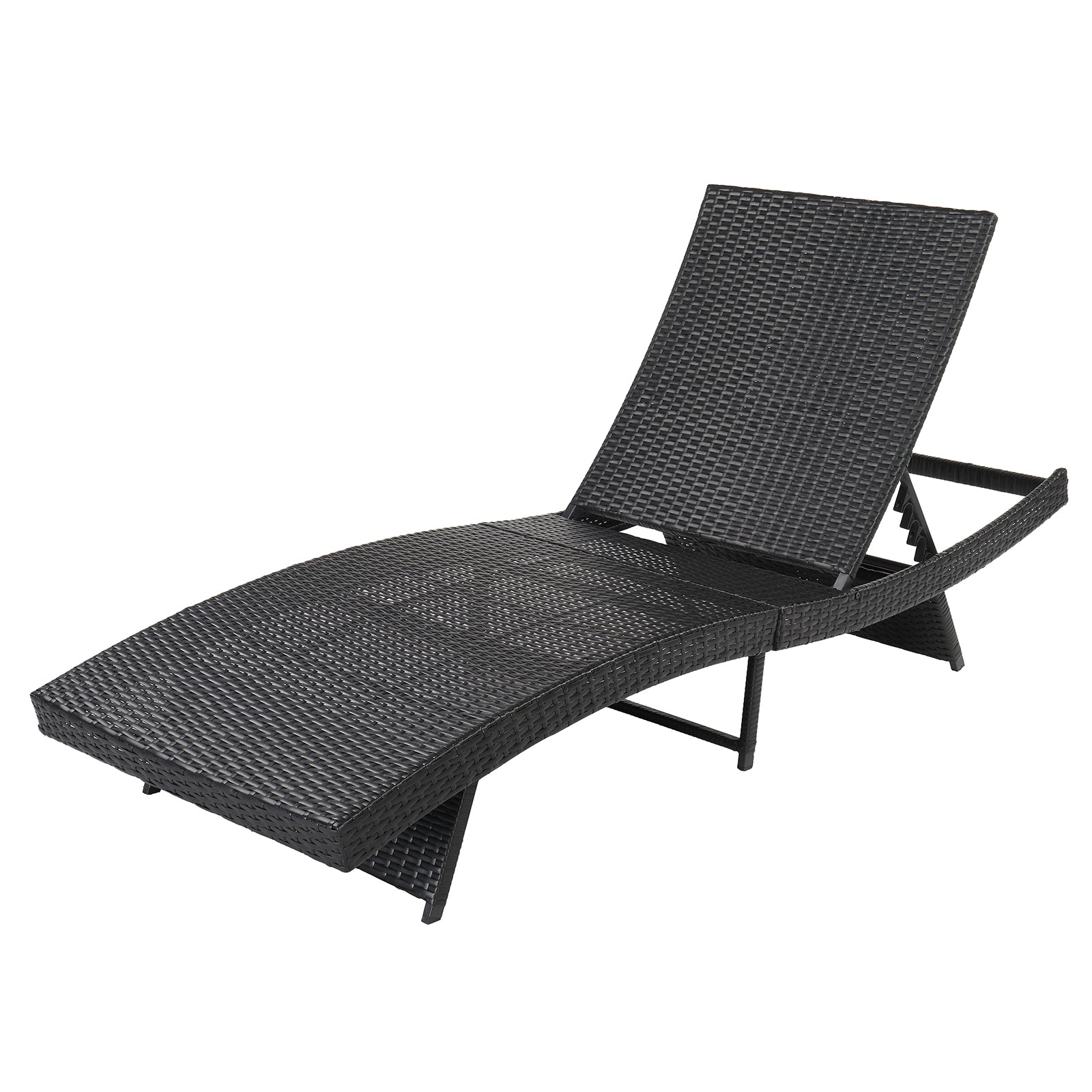 Haoyye Outdoor Woven Rattan Lounge Chair S Shape Recliner Bed with Iron Frame and Cushioned Seat Ergonomic Chaise Lounger for Patio Poolside Garden Deck Balcony Relaxing Furniture Easy Assembly and Durable Design