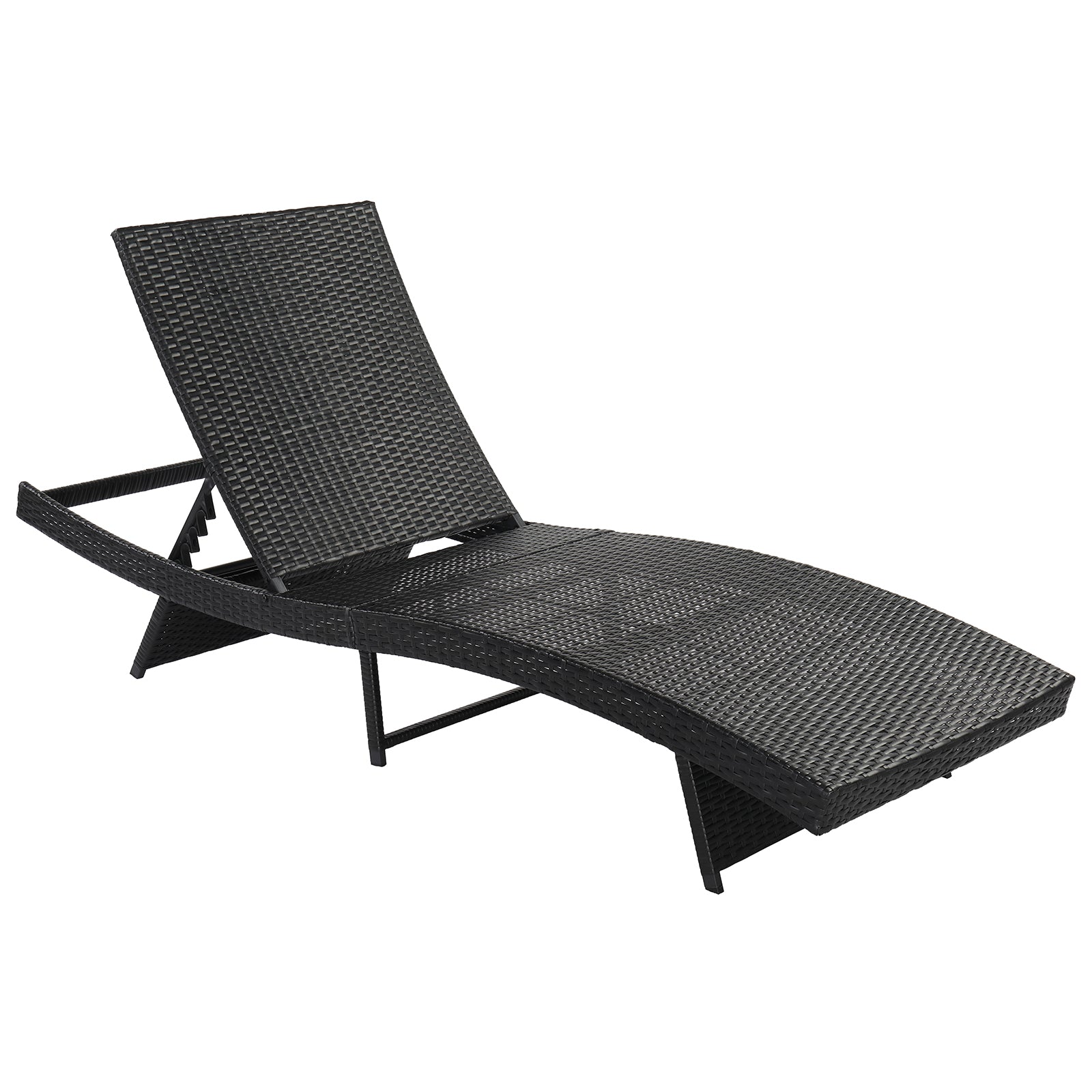 Haoyye Outdoor Woven Rattan Lounge Chair S Shape Recliner Bed with Iron Frame and Cushioned Seat Ergonomic Chaise Lounger for Patio Poolside Garden Deck Balcony Relaxing Furniture Easy Assembly and Durable Design