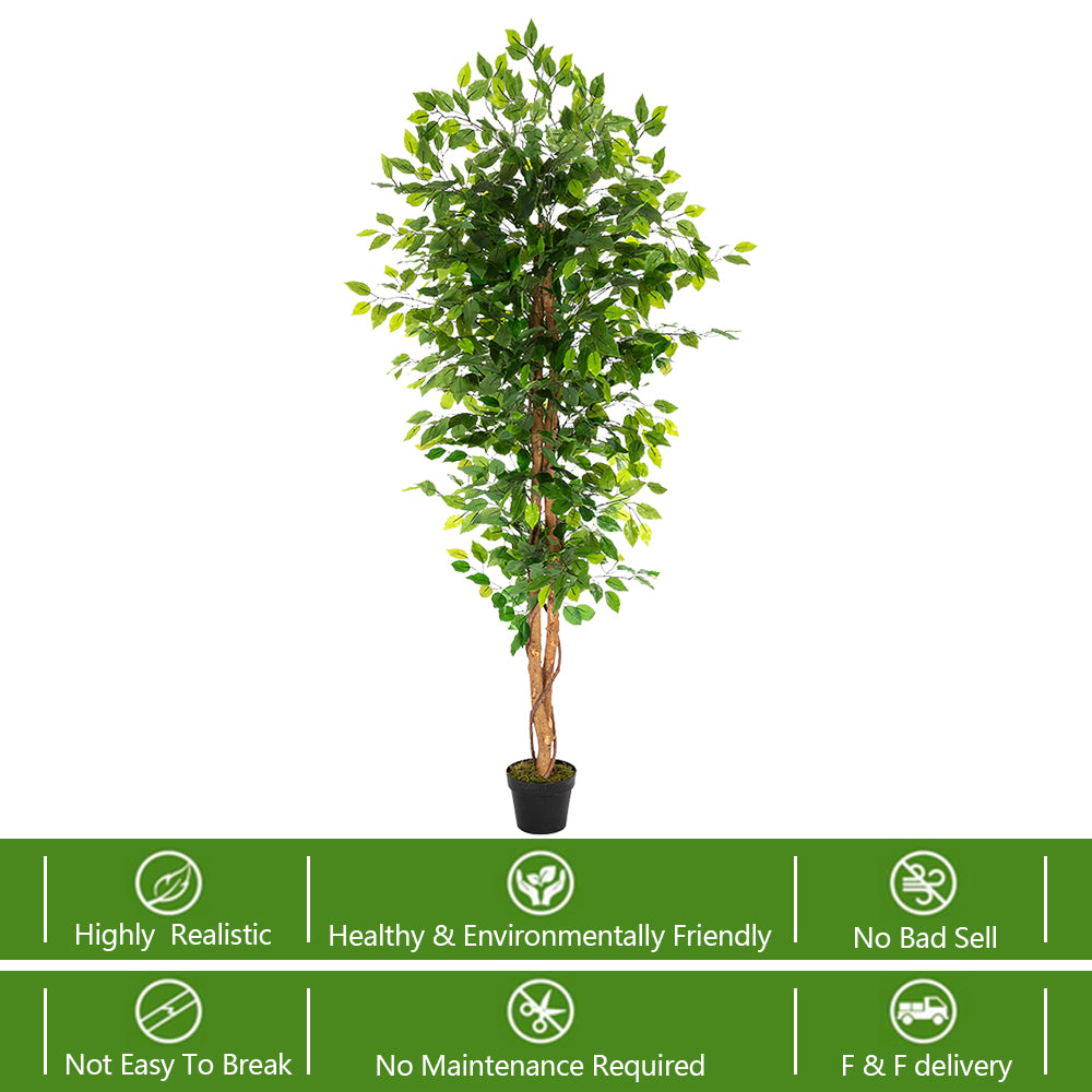 HAOYYE 6FT Solid Wood Artificial Truncated Banyan Tree Green Durable Design Stylish Multifunctional Modern Home Decoration Practical Space-Saving Ornament for Living Room or Office