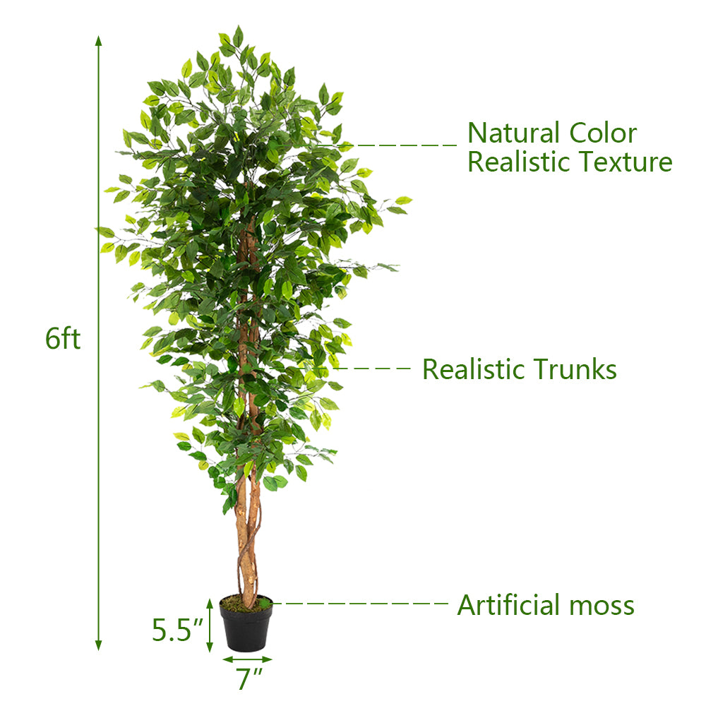 HAOYYE 6FT Solid Wood Artificial Truncated Banyan Tree Green Durable Design Stylish Multifunctional Modern Home Decoration Practical Space-Saving Ornament for Living Room or Office