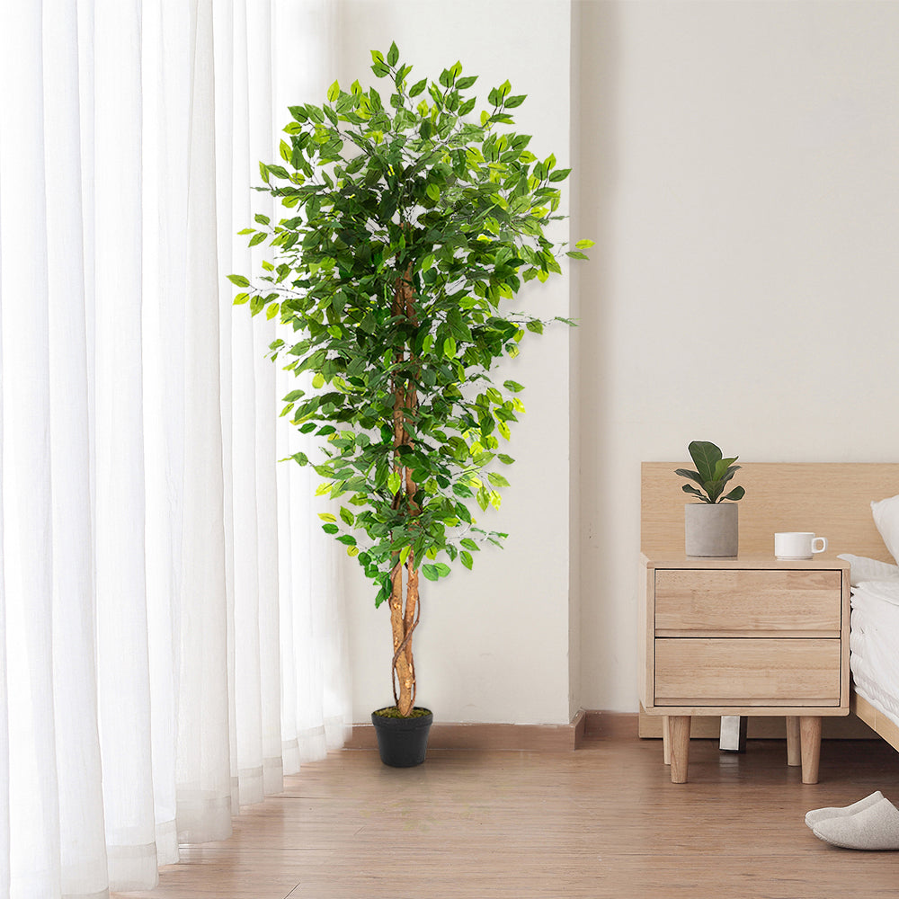 HAOYYE 6FT Solid Wood Artificial Truncated Banyan Tree Green Durable Design Stylish Multifunctional Modern Home Decoration Practical Space-Saving Ornament for Living Room or Office